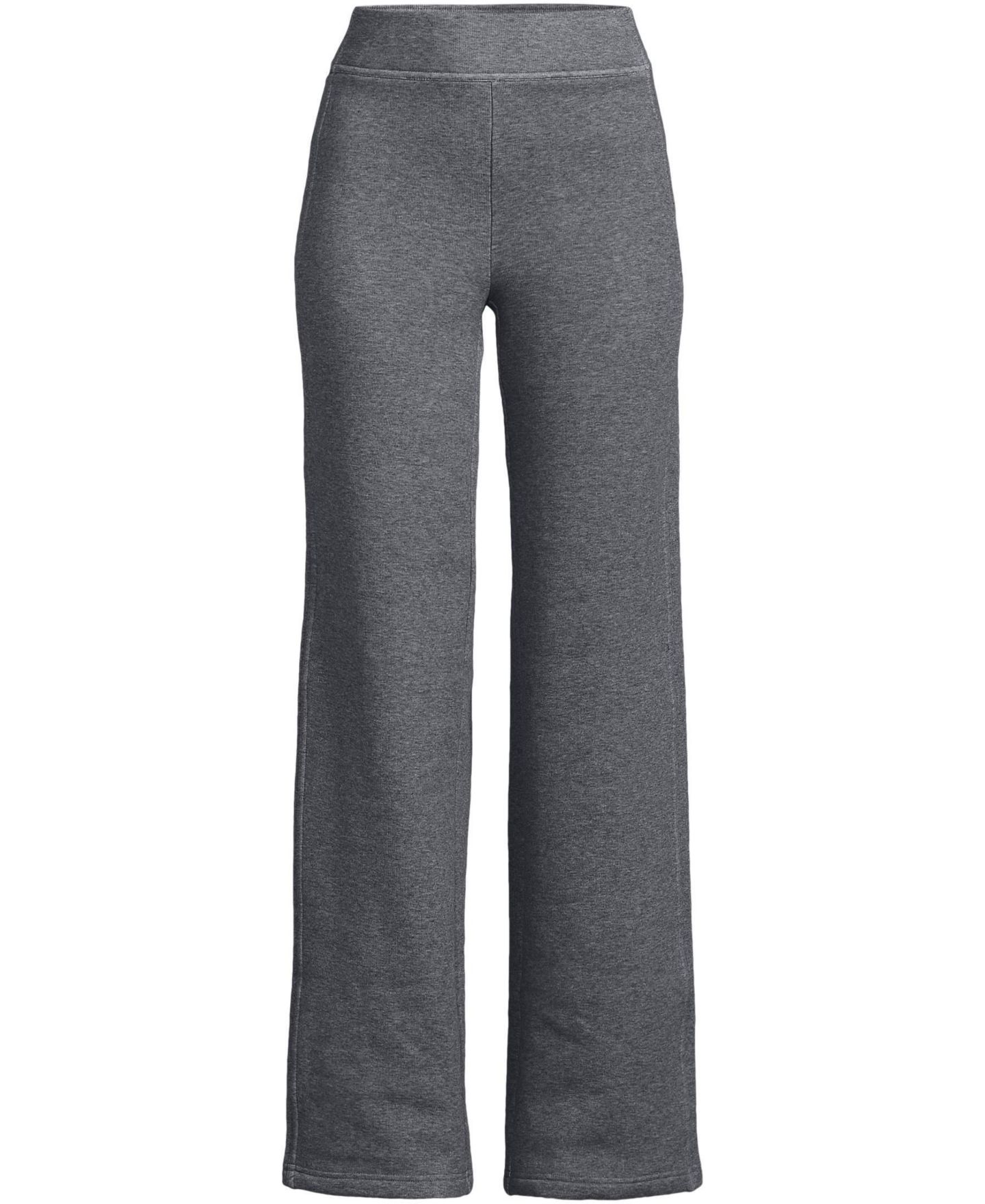 Женские брюки Lands' End Plus Size Serious Sweats High Rise Fleece Lined Straight Leg, цвет: Угольный меланжевый — фото 2