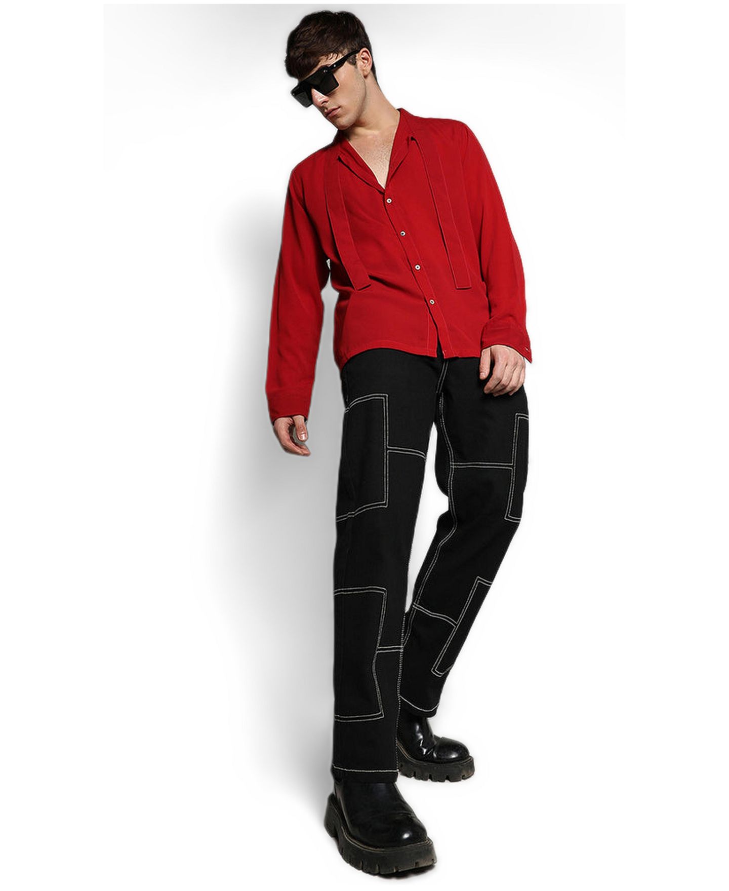 Мужская рубашка Cahoot Campus Sutra Crimson Red Slash Collar, цвет: Красный — фото 6