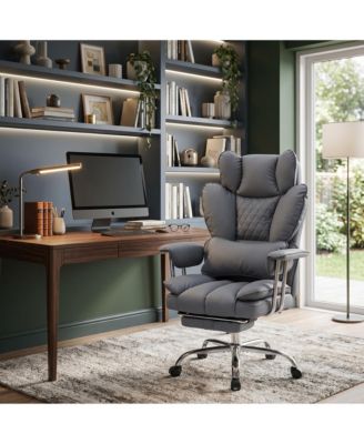 350 lb Big and Tall Office Chair with Foot Rest, Spring Lumbar, 150 Degrees Recline, Adjustable Armrests