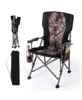 400 lb Heavy Duty Folding Camping Chair with Cup Holder and Mesh Pocket