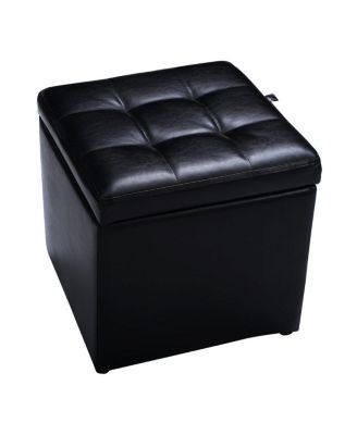 16-Inch Ottoman Pouffe with Hinge Top Storage for Living Room or Bedroom