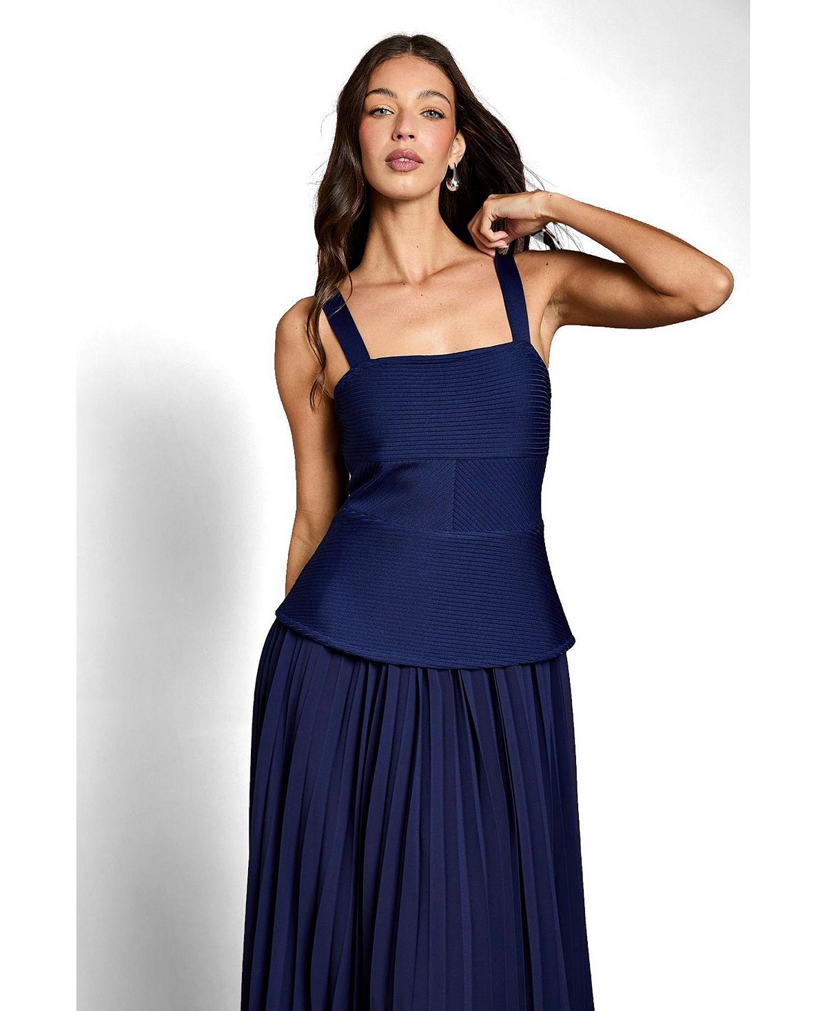 Coast Women's Bandage Square Neck Pleated Midi Dress view 2 — MAYCSS fashion products