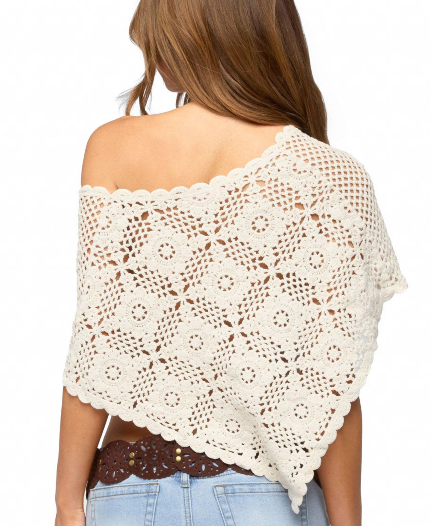 Edikted Women's Lilianna Scalloped Crochet Poncho, цвет: Кремовый — фото 2