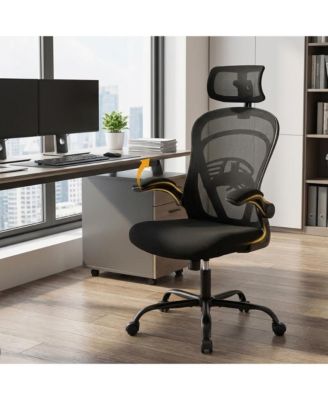 Ergonomic Wide-Seat Office Chair with Flip Armrests, Lumbar Support, 350 lb