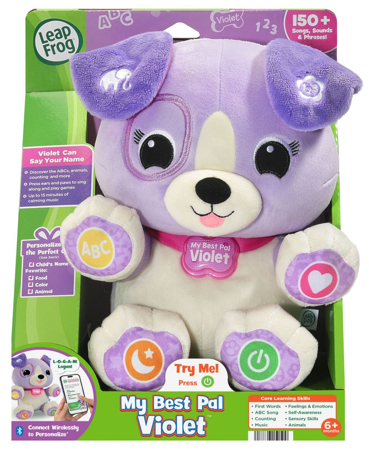 LeapFrog My Best Pal Violet Personalized Learning Companion Interactive Plush Toy, Ages 6+
