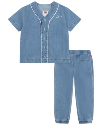 Levis Baby Boys Baseball T-Shirt and Pants 2-Piece Set - Basil Sky 60$