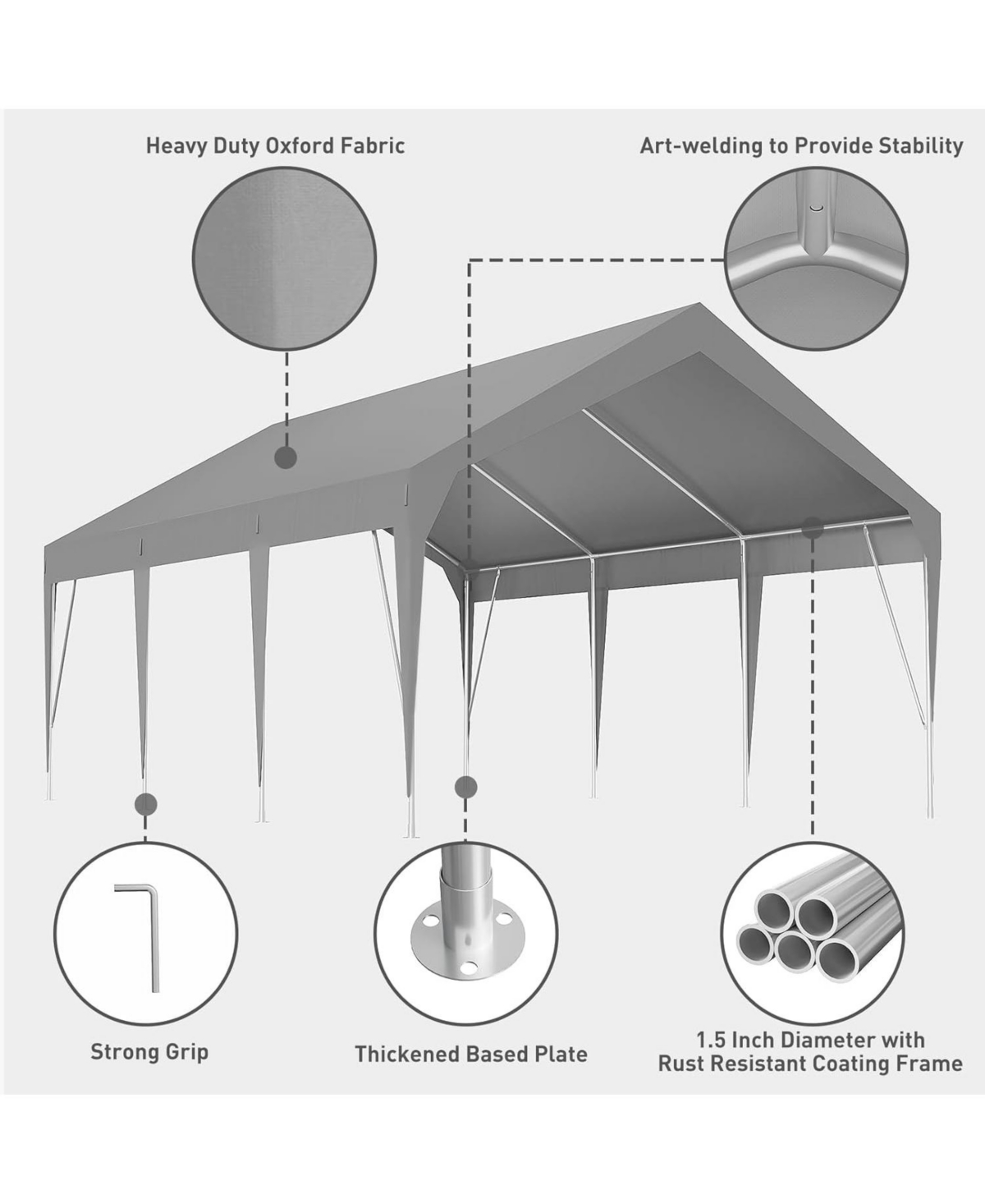gaomon Carport Heavy Duty Car Canopy Uv Resistant Waterproof Portable Garage for Car, Boat, Party, Storage Shed