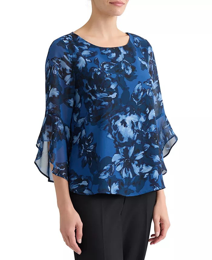 Women's Boat-Neck Ruffle-Sleeve Blouse - thumbnail 3