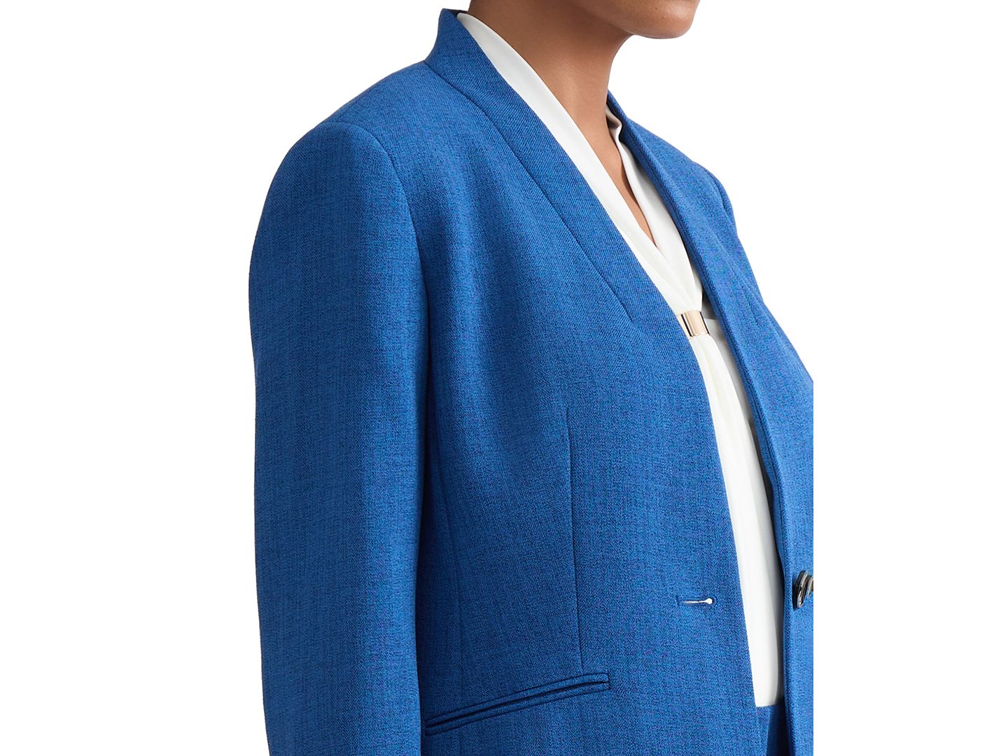 Женский пиджак Kasper Collarless One-Button Blazer, Regular & Petite, цвет: Синий ночной меланжевый — фото 4