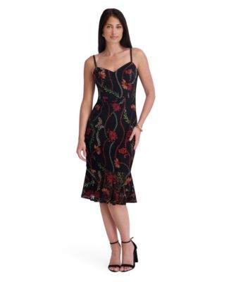 Women's Sweetheart Neck Embroidered Lace Midi Dress