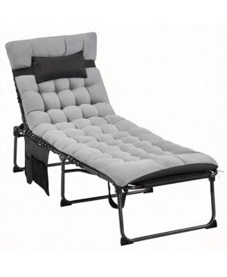 5 Position Folding Tanning Chair Outdoor Chaise Lounge Pad