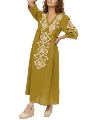 Women's Arianna V- Neck Embroidered Maxi Dress