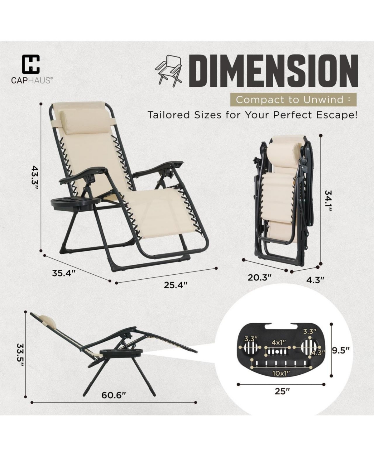 Aofar Zero Gravity Recliner Lounge Chair Folding Side Tray