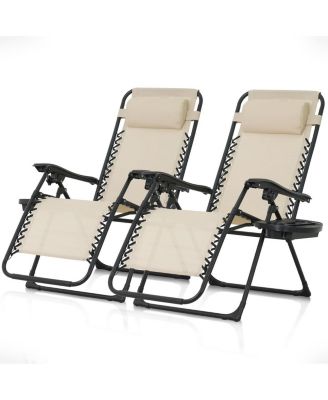 Zero Gravity Chair Recliner Lounge Folding Side Tray Set of 2