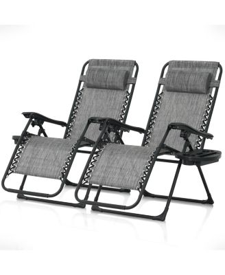 Zero Gravity Chair Recliner Lounge Folding Side Tray Set of 2