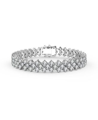 Elegant White Gold Plated Clear CZ Triple-Row Bracelet