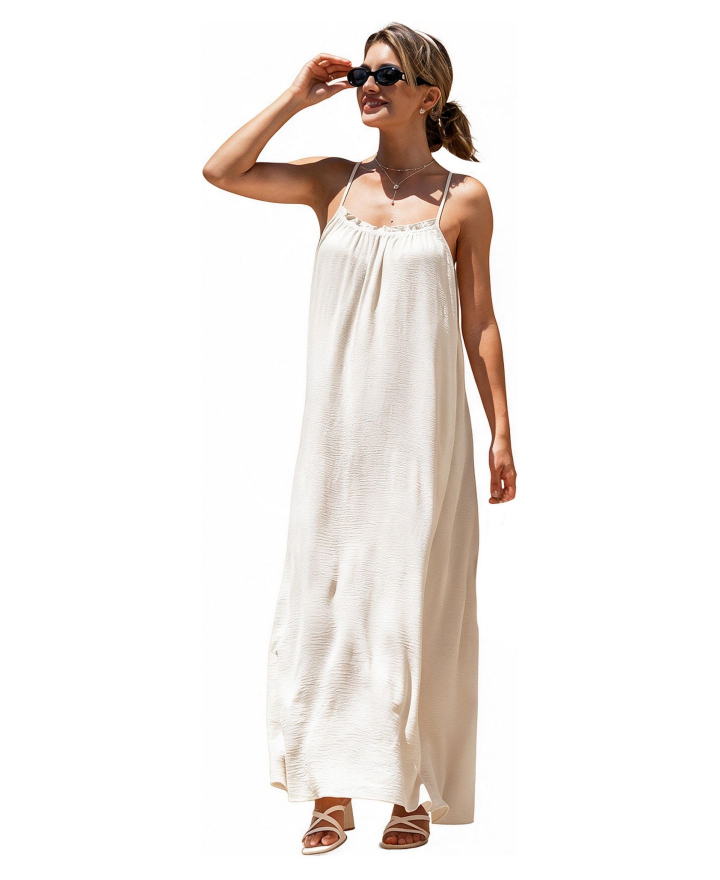 Женское платье Cupshe Boardwalk Energy Maxi Beach, цвет: Бежевый / Хаки — фото 1