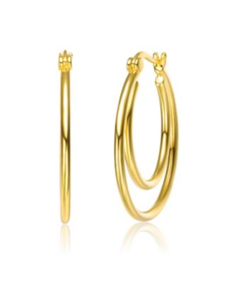 Radiant 14K Gold Plated Double Stack Hoop Earrings
