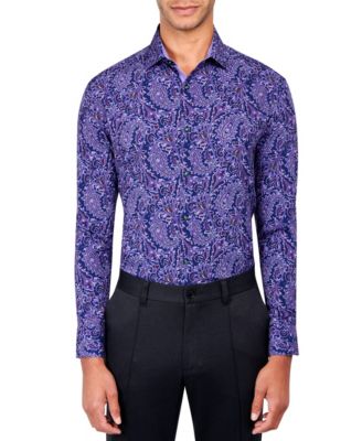 Men's Slim Fit 4-Way Stretch Performance Paisley Dress Shirt