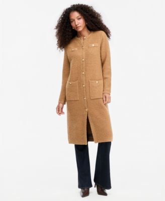 Women's Long Boucl&eacute; Duster Cardigan