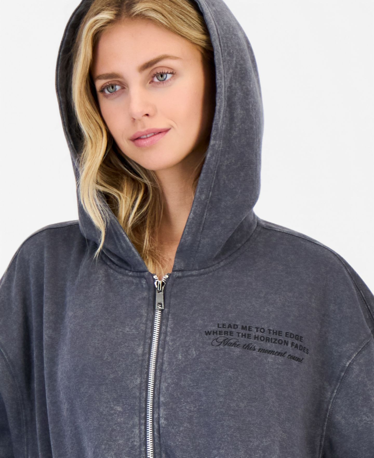 Женское худи Ultra Flirt Juniors' Full-Zip Rhinestone-Embellished Fleece, цвет: Серый — фото 3