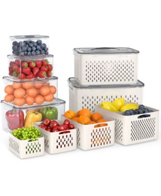 6 Piece Food Storage Container Set with Colander Airtight Snap Lids BPA Free Produce Saver Set
