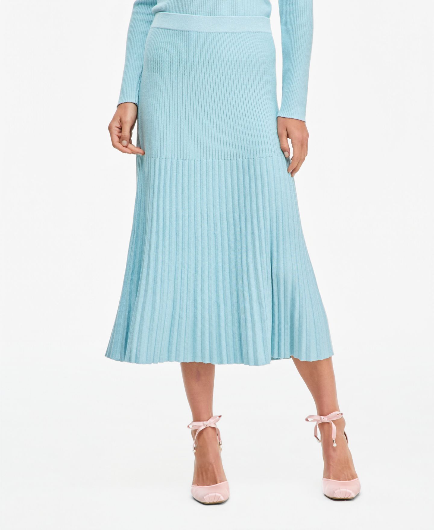 Женская юбка I.N.C. International Concepts Pleated Rib Midi Sweater Skirt, цвет: Pacific Pa — фото 1