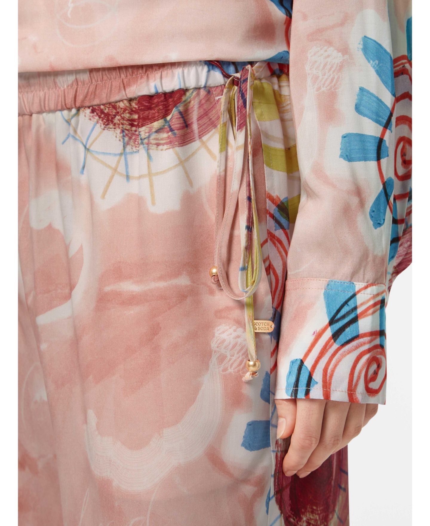 Женские брюки SCOTCH & SODA Gia Mid Rise Wide Leg Elasticated, цвет: Розовый — фото 3
