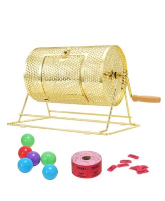 Raffle Drum Brass Plated Lottery Cage Holds 2500 Tickets/100 Bingo Balls