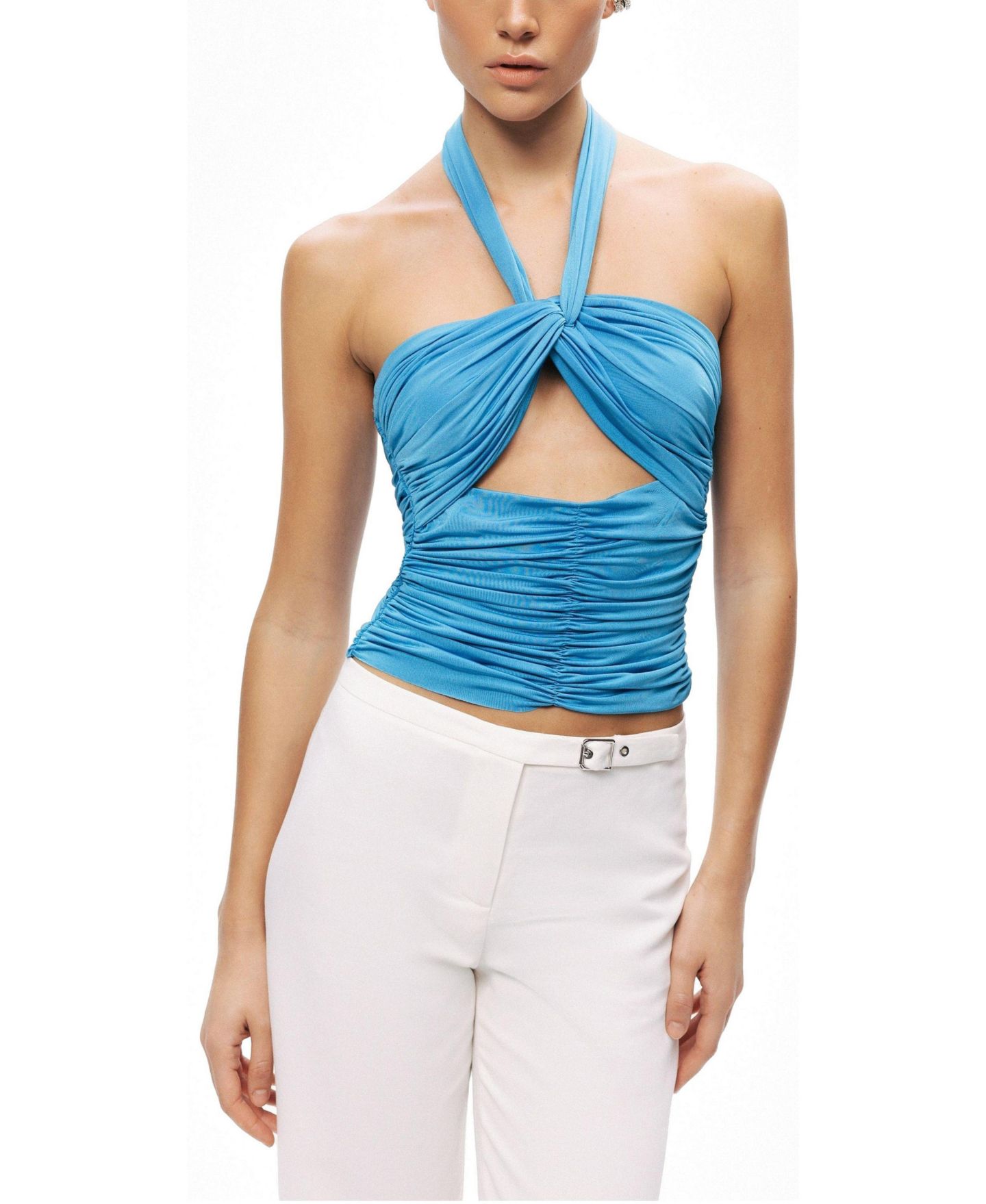 Женская блузка NOCTURNE Cut-Out Draped, цвет: Бирюзовый — фото 2