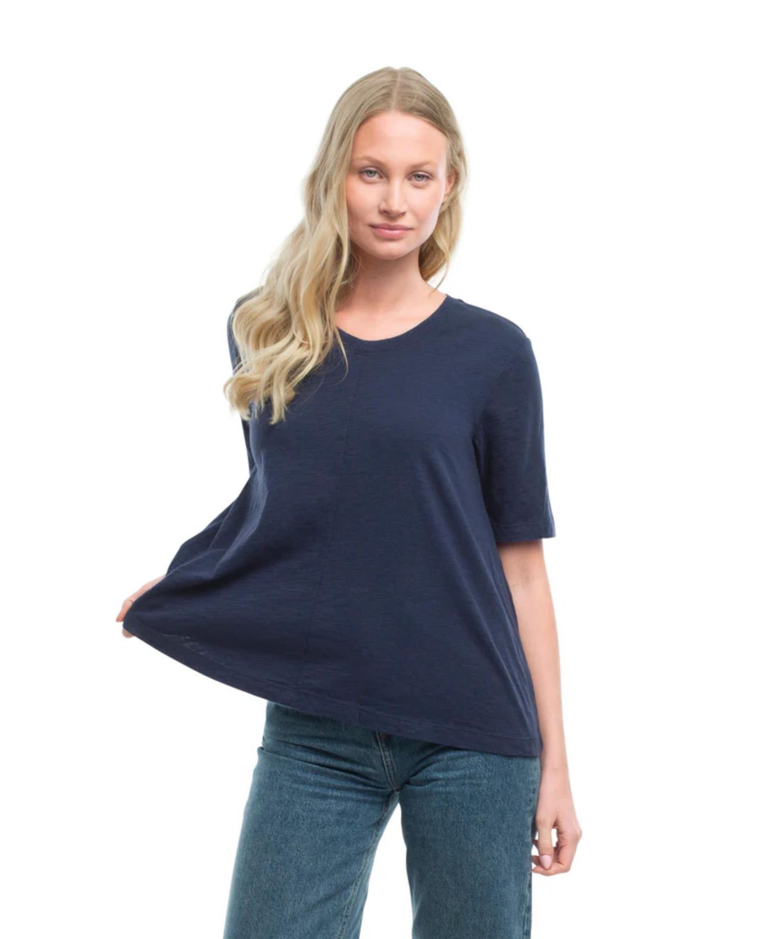 Women's Clothing Elbow Sleeve Trapeze Top