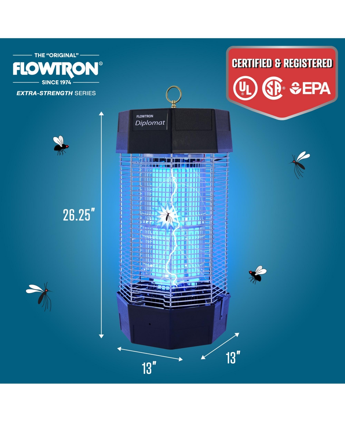 Flowtron Electric Bug Zapper 2 Acres / 2000 sq.ft,150W Indoor/Outdoor Bug Zapper w/Dual Lure Method