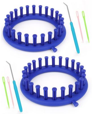 Round Knitting Looms Set - 24 Pegs, 14 cm Diameter Plastic Loom for Beginners - Small Round Loom Set for DIY, Teaching, Learning