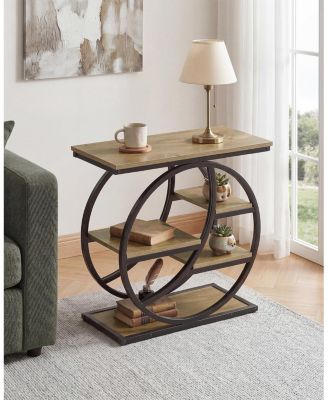 End Table,Narrow Side Table with 4-Tier Large Storage Space, Modern Bedside Table for Living Room, Home Office, Bedroom