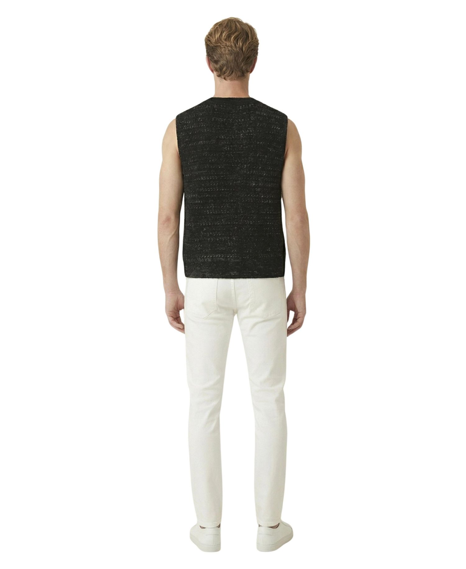 Men's Textured V-Neck Button-Front Knit Vest