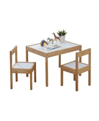 3 Piece Table and Chairs Set with Natural Finish and Dry Erase Surface