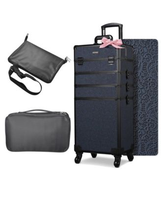 4in1 Rolling Makeup Case with Makeup Brush Waist Bag,Professional Cosmetology Case on Wheels for Makeup Artist Travel