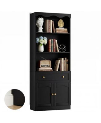 80" Tall Kitchen Pantry Cabinet with Doors and Drawer, Modern Bookshelf