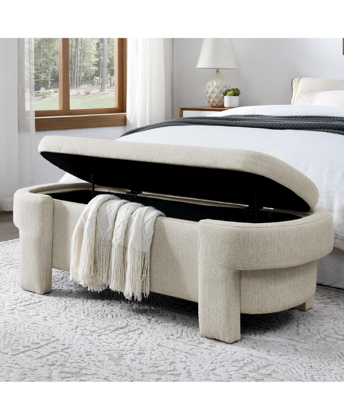 Flynama 51.5" Linen Upholstered Storage Bench