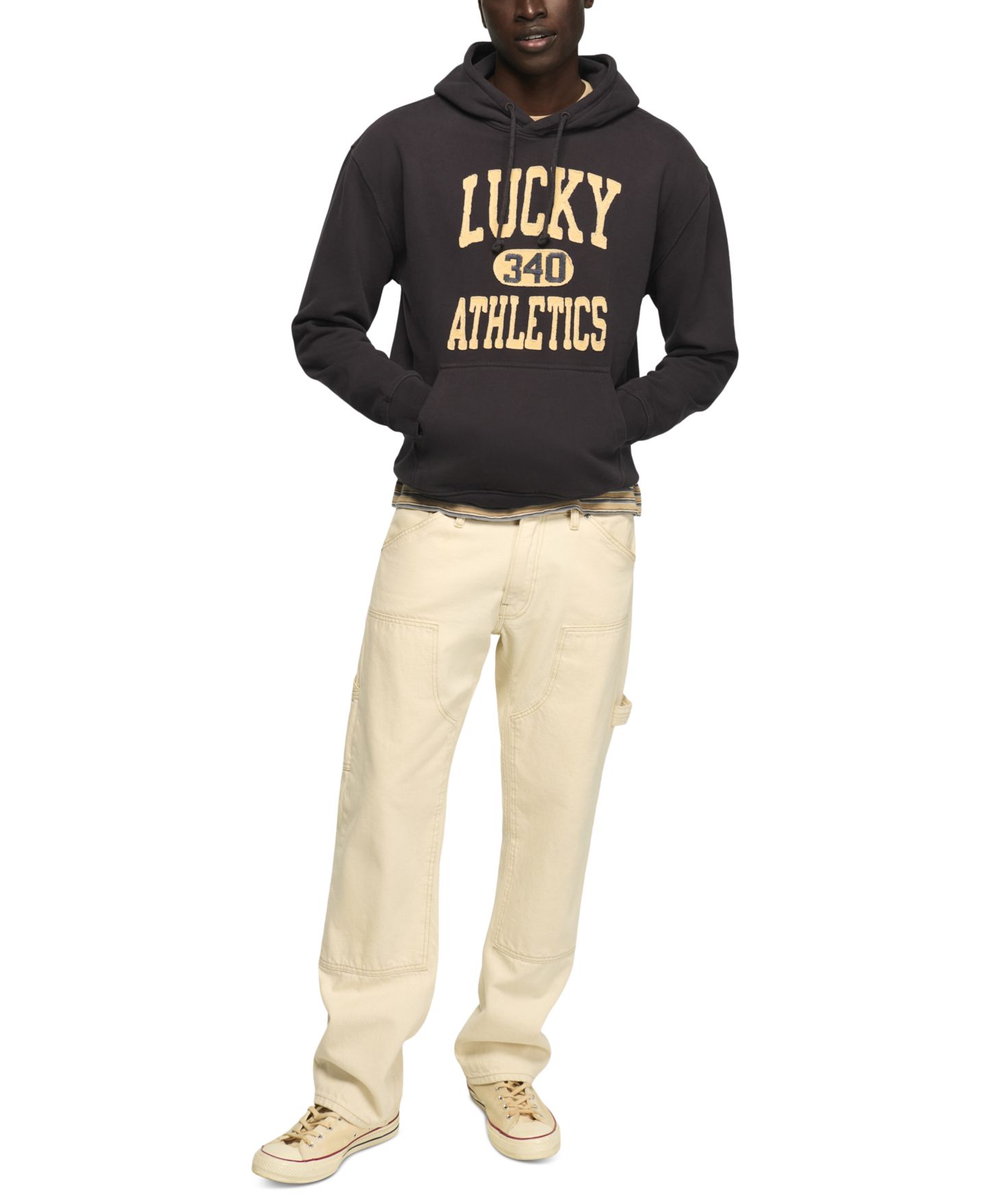 Мужское худи Lucky Brand Lucky Athletics Fleece, цвет: Потёртый чёрный — фото 2