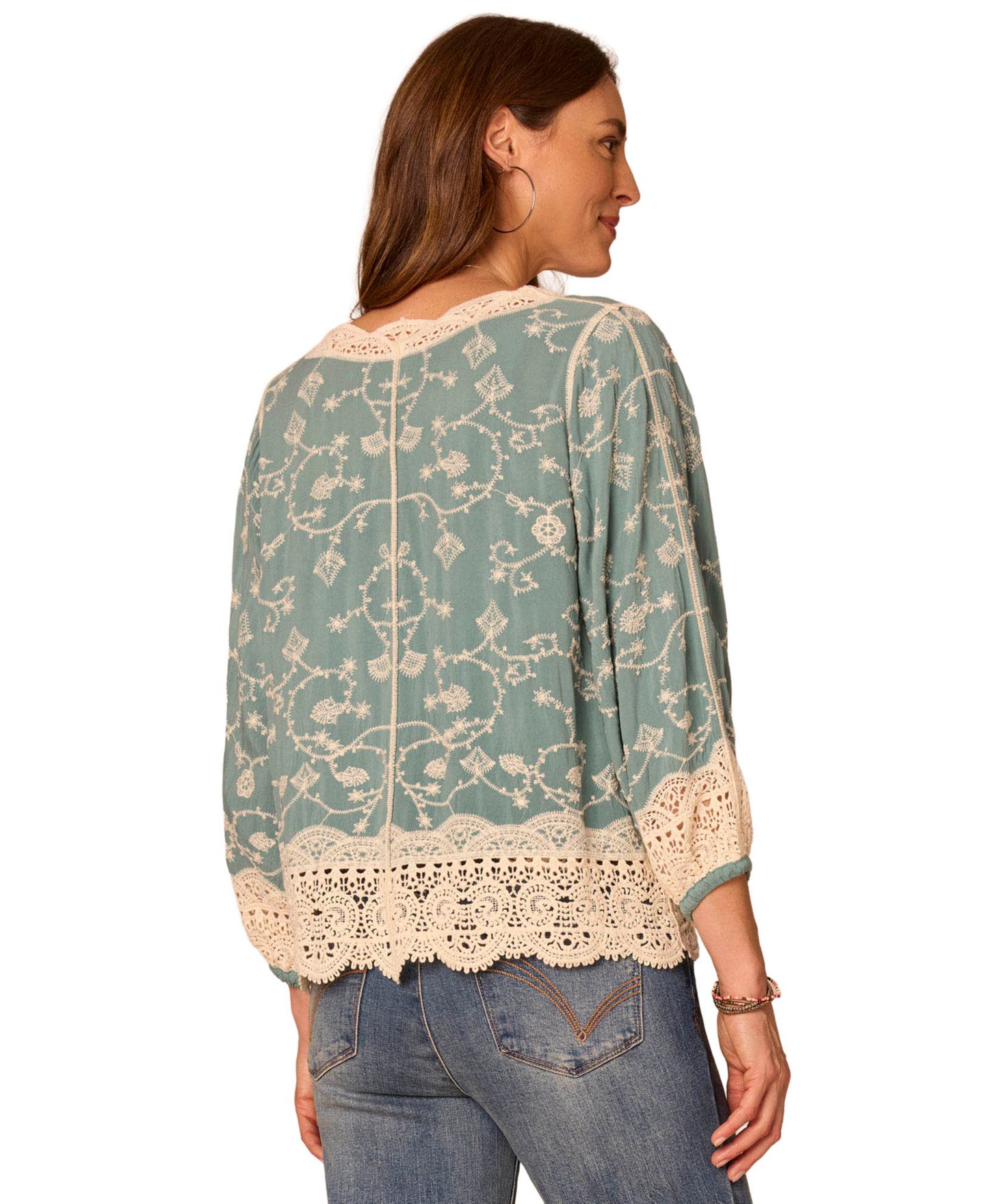 Женская куртка Democracy Petite Crochet Framing Cropped Open-Front, цвет: Аквамариновый мглистый — фото 3