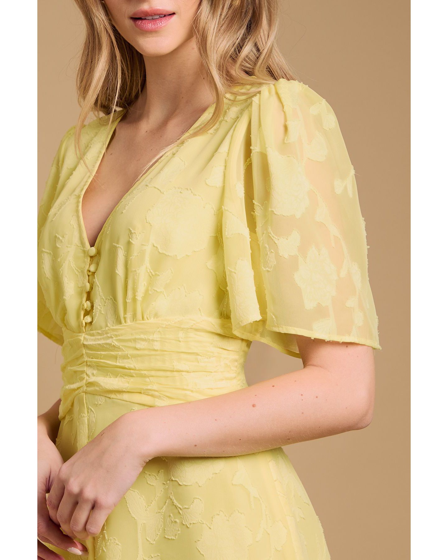 Женское платье Oasis Button Jacquard Midi, цвет: Сливочный — фото 5