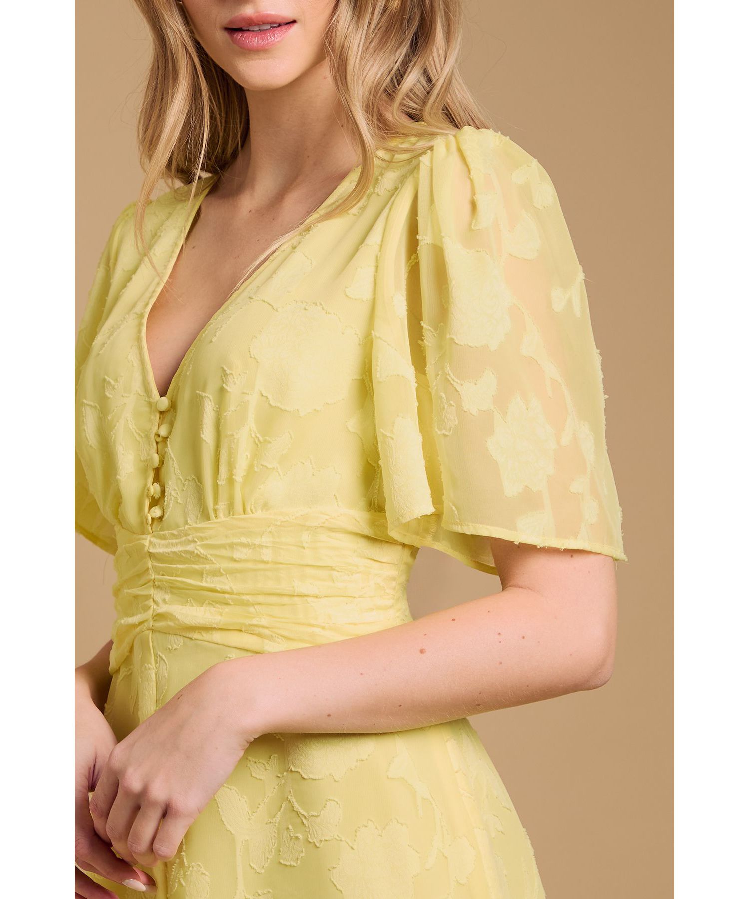 Women's Button Jacquard Midi Dress