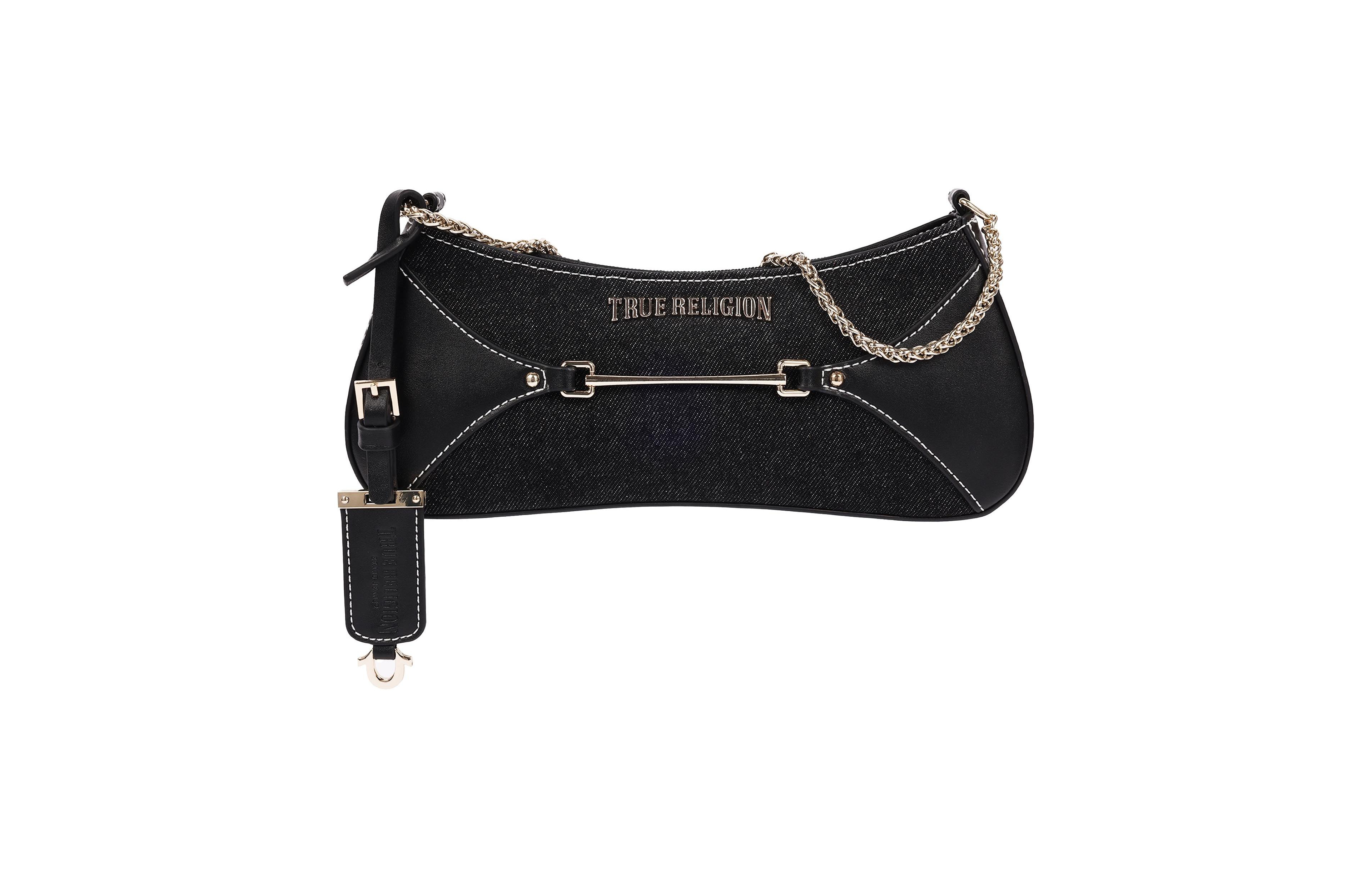 True Religion Women's Zip Top Denim Shoulder Bag