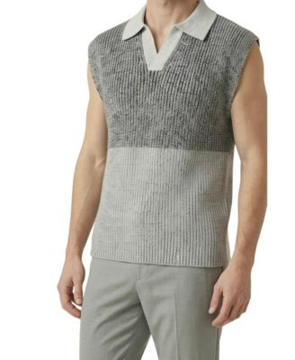 Men's Colorblock Polo-Collar Knit Vest