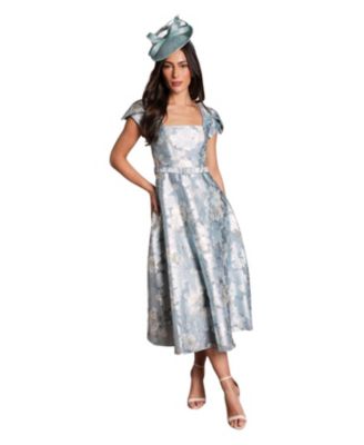 Women's Printed Belted Midi Dress