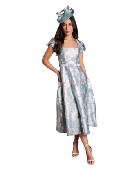Женское платье Coast Printed Belted Midi, цвет: Бледный синий