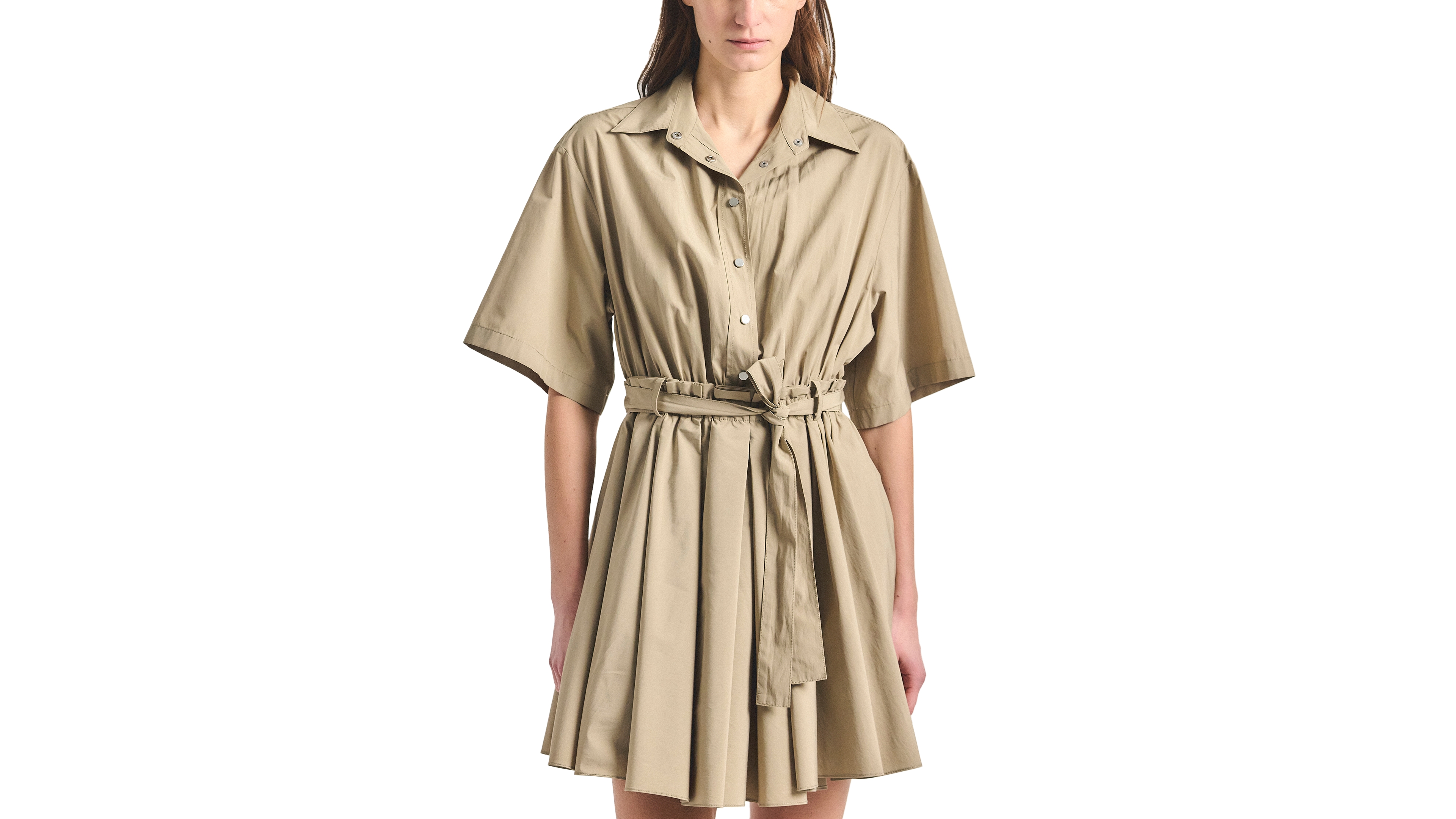 Derek Lam 10 Crosby Women's Alessia Short-Sleeve Pleated Belted Mini Dress