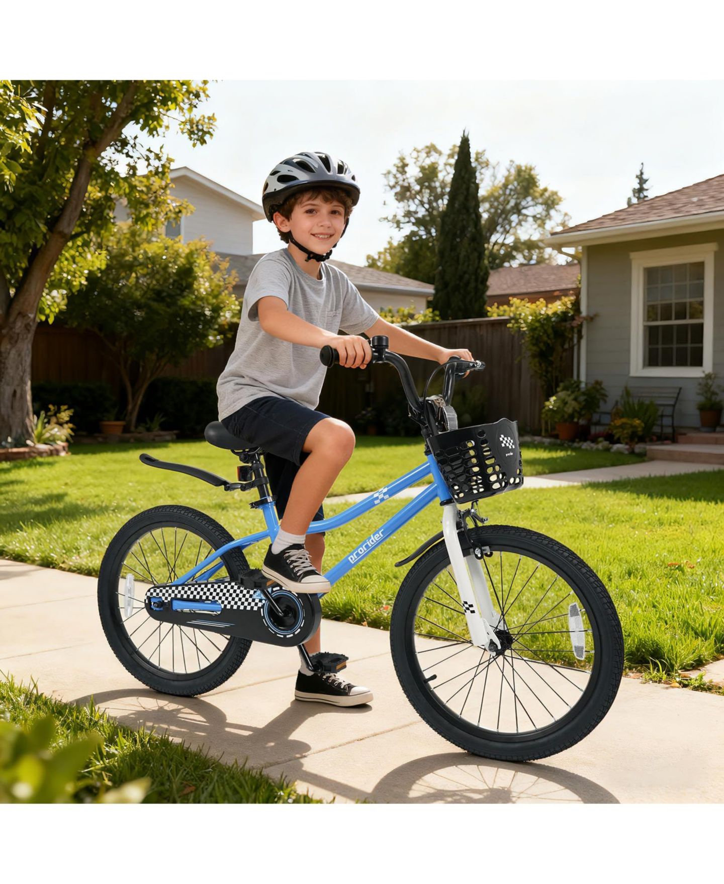 Детская игрушка Mecale 20 Inch Adjustable Kids Bike with Coaster Brake and Storage Basket, Ages 8+, цвет: Синий — фото 2