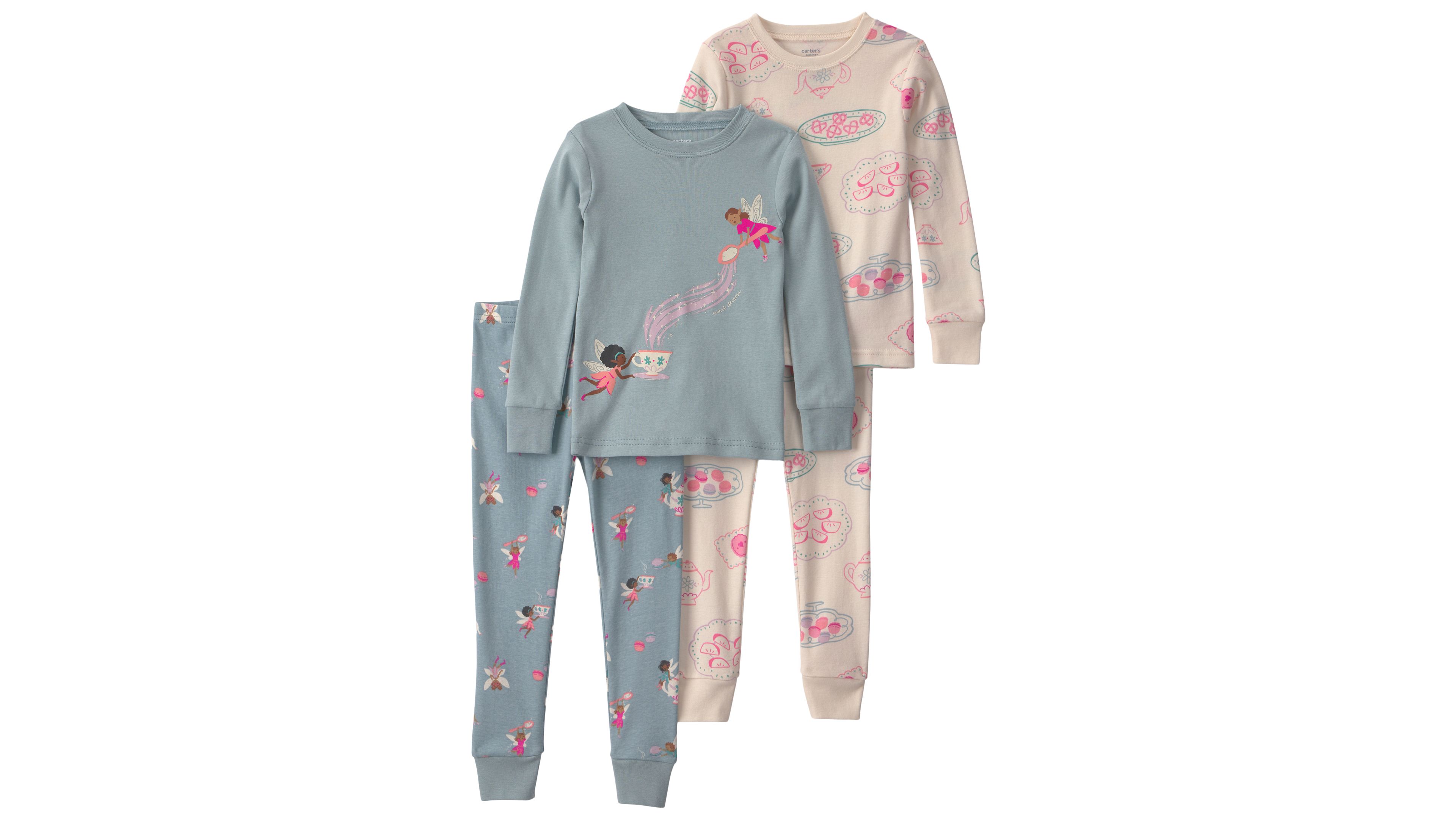 Carters Baby Toddler Girls Fairy Tea Party 100 Cotton Snug Fit Pajama 4 Piece Set